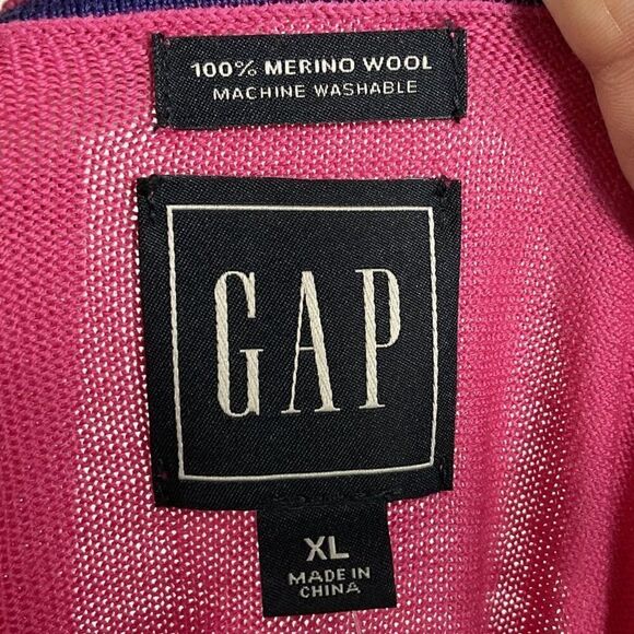 NWT GAP Bright Pink 100% Merino Wool Sweater, Women's XL - Picture 4 of 7